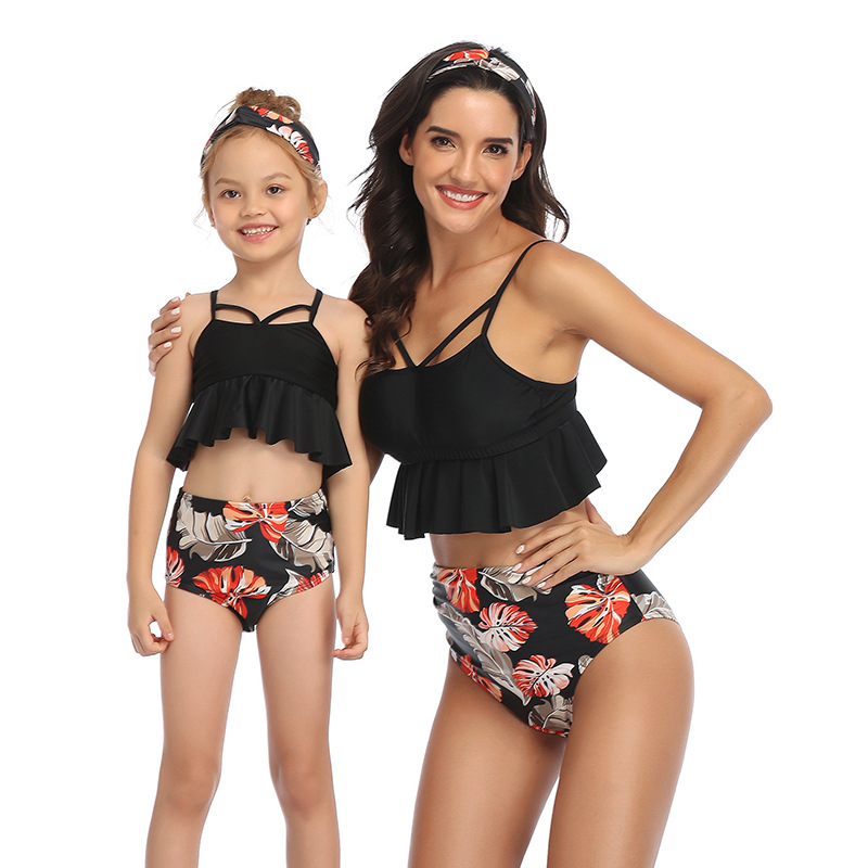 Madre E Hija Playa Impresión Juego De 2 Piezas Bikinis Traje De Baño display picture 5