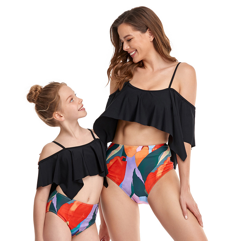 Madre E Hija Playa Estilo Clásico Impresión Juego De 2 Piezas Bikinis Traje De Baño display picture 3