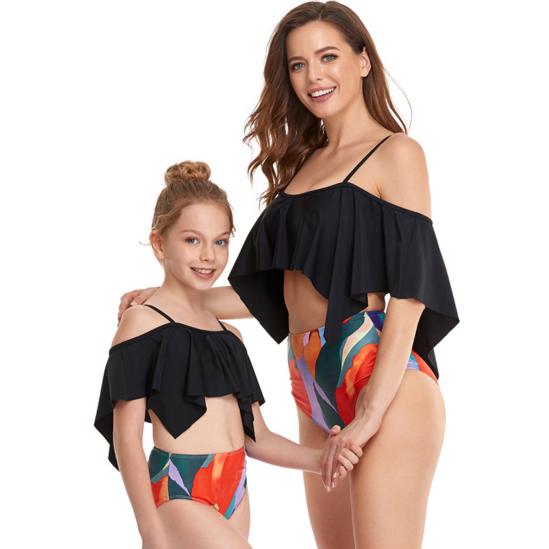 Madre E Hija Playa Estilo Clásico Impresión Juego De 2 Piezas Bikinis Traje De Baño display picture 5