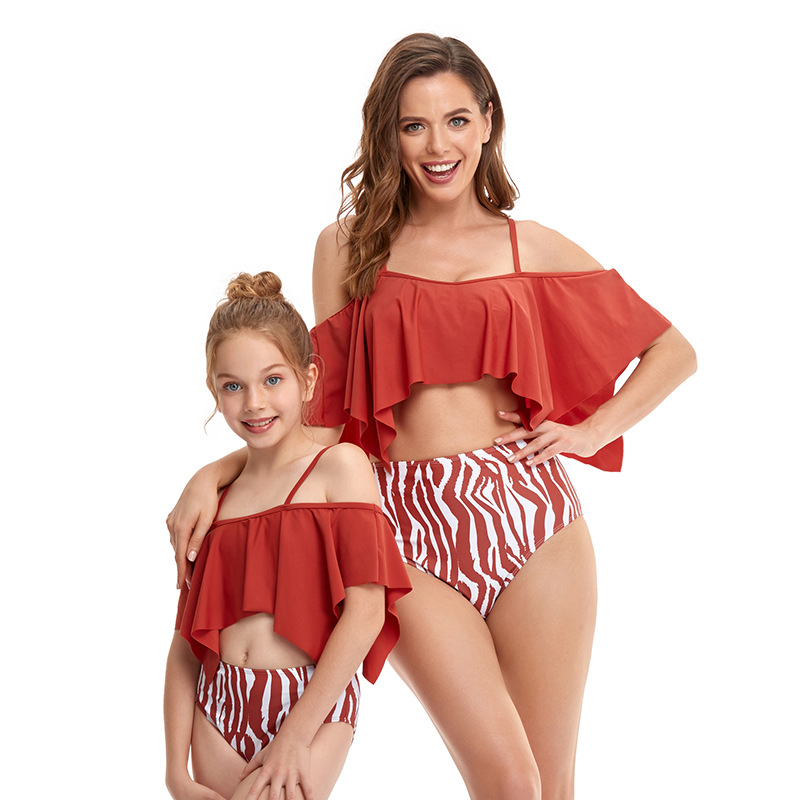 Madre E Hija Playa Estilo Clásico Impresión Juego De 2 Piezas Bikinis Traje De Baño display picture 7