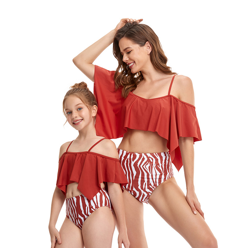 Madre E Hija Playa Estilo Clásico Impresión Juego De 2 Piezas Bikinis Traje De Baño display picture 9