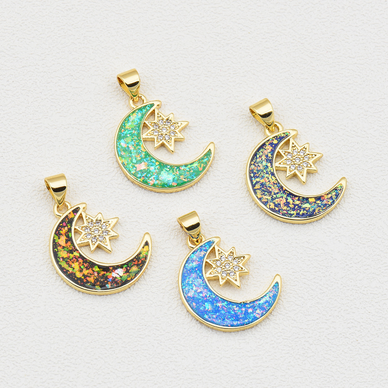 1 Piece Ig Style Simple Style Star Moon Copper Plating Inlay Jewelry Accessories display picture 2