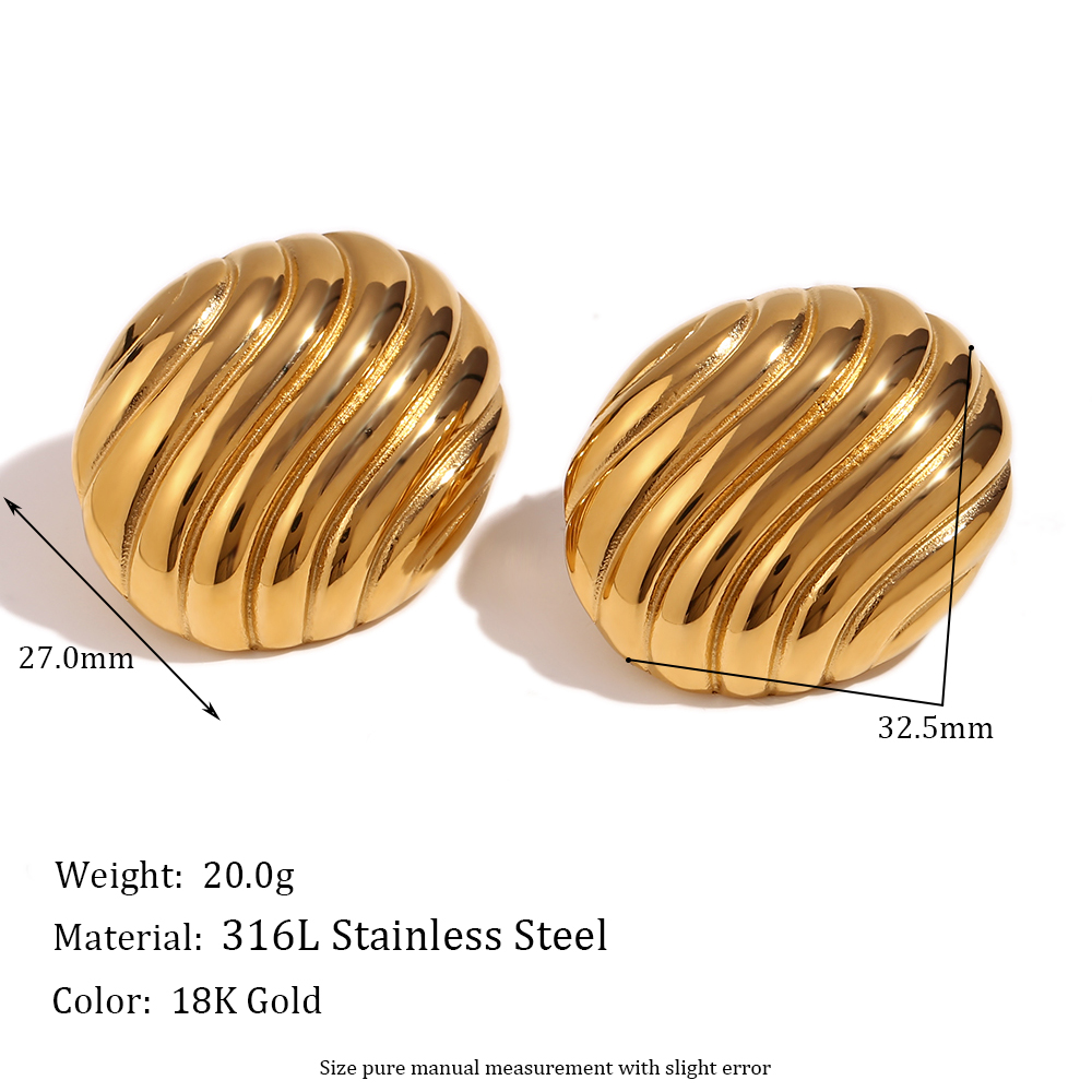 1 Pair Vintage Style Simple Style Classic Style Solid Color Plating Stainless Steel 18k Gold Plated Ear Studs display picture 2