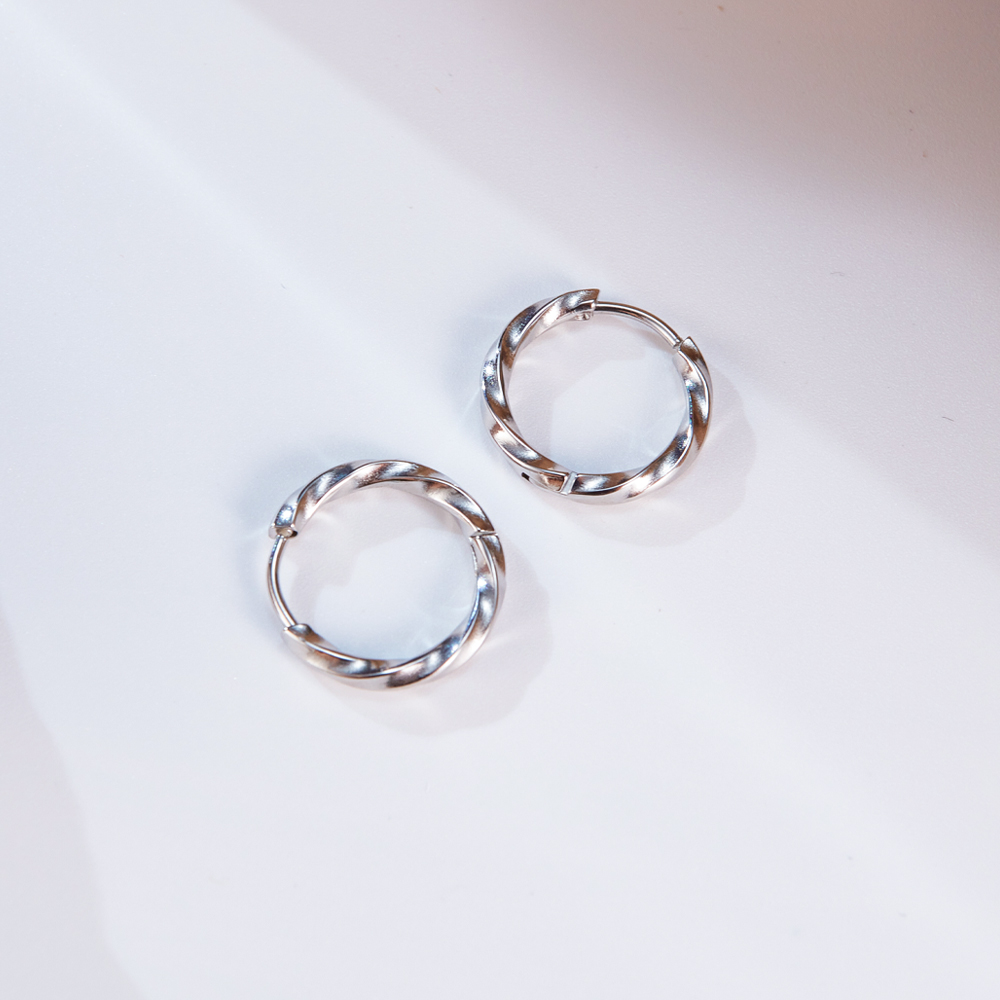 1 Pair Casual Modern Style Spiral Stripe Irregular Metal Stainless Steel Hoop Earrings display picture 2