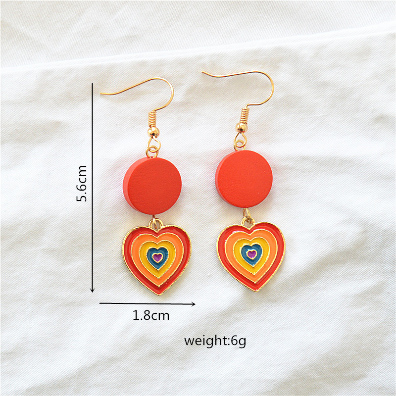 1 Pair Romantic Classic Style Round Heart Shape Enamel Plating Alloy Wooden Beads Metal Gold Plated Drop Earrings display picture 4