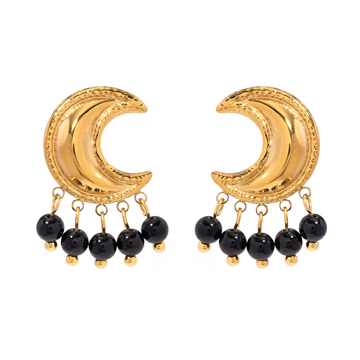 1 Pair IG Style Moon Plating 304 Stainless Steel Artificial Pearl Drop Earrings display picture 6