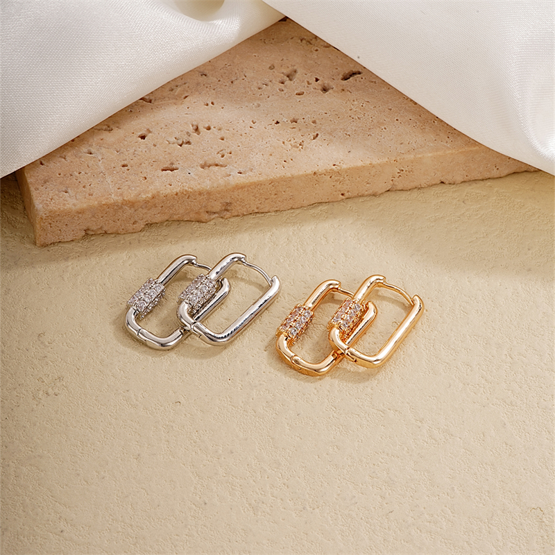 1 Pair IG Style Simple Style U Shape Plating Inlay Copper Zircon Earrings display picture 2