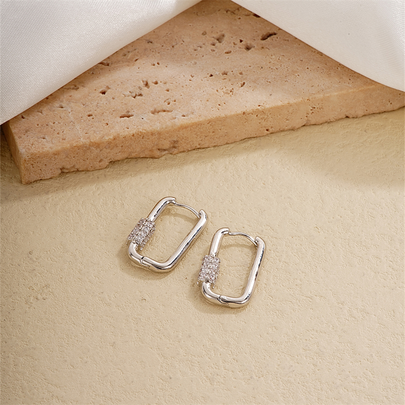 1 Pair IG Style Simple Style U Shape Plating Inlay Copper Zircon Earrings display picture 5