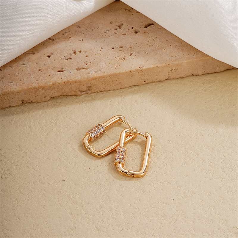 1 Pair IG Style Simple Style U Shape Plating Inlay Copper Zircon Earrings display picture 4