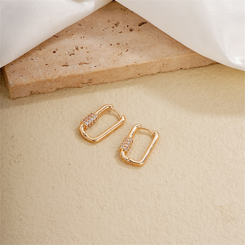 1 Pair IG Style Simple Style U Shape Plating Inlay Copper Zircon Earrings display picture 3