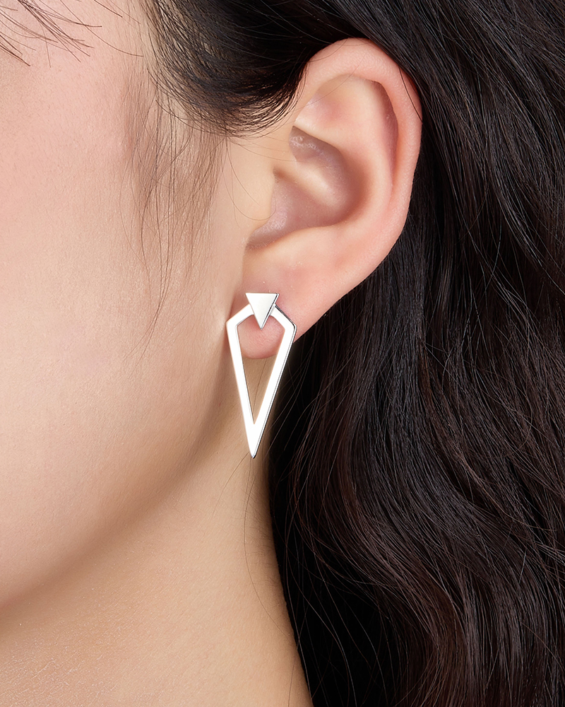 1 Pair Ig Style Retro Rock Triangle Plating Sterling Silver White Gold Plated Ear Studs display picture 5