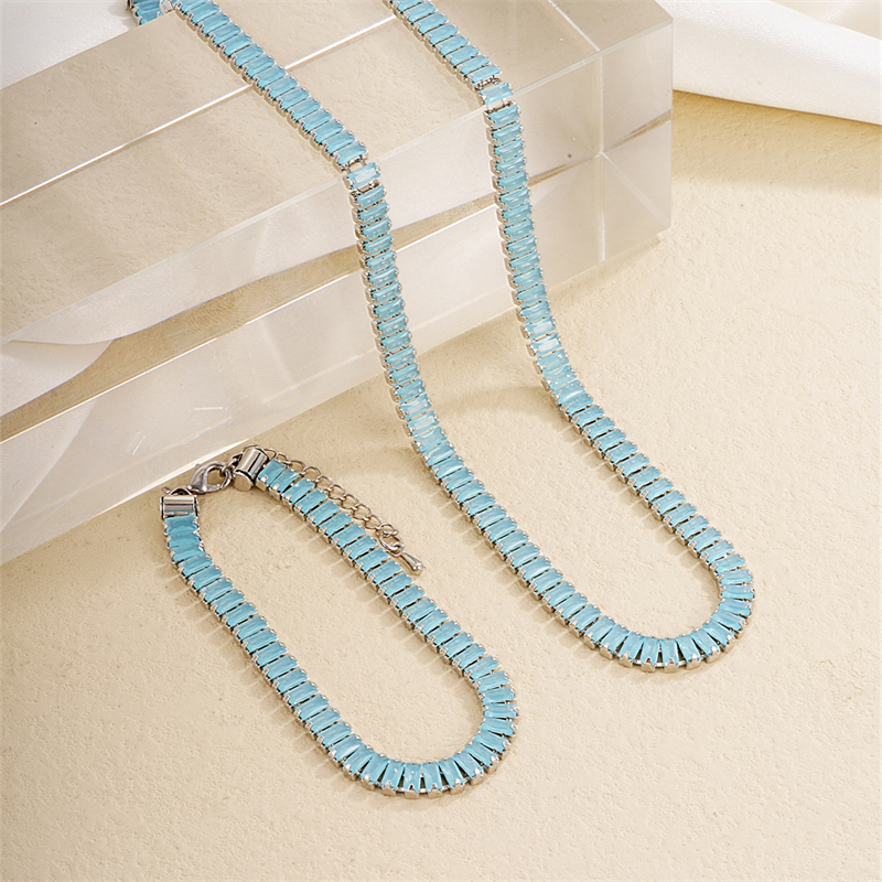 Ig Style Simple Style Rectangle Copper Plating Chain Inlay Zircon Bracelets Necklace display picture 10