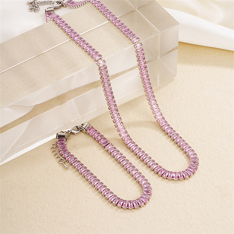 Ig Style Simple Style Rectangle Copper Plating Chain Inlay Zircon Bracelets Necklace display picture 12