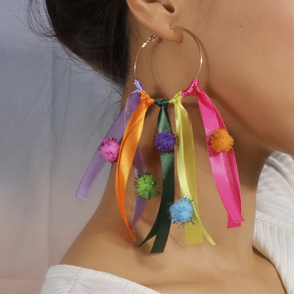 1 Pair Glam Sweet Tassel Alloy Colored Ribbons Drop Earrings display picture 4