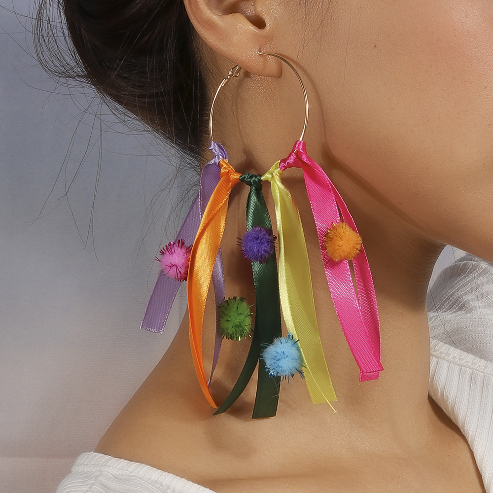 1 Pair Glam Sweet Tassel Alloy Colored Ribbons Drop Earrings display picture 3