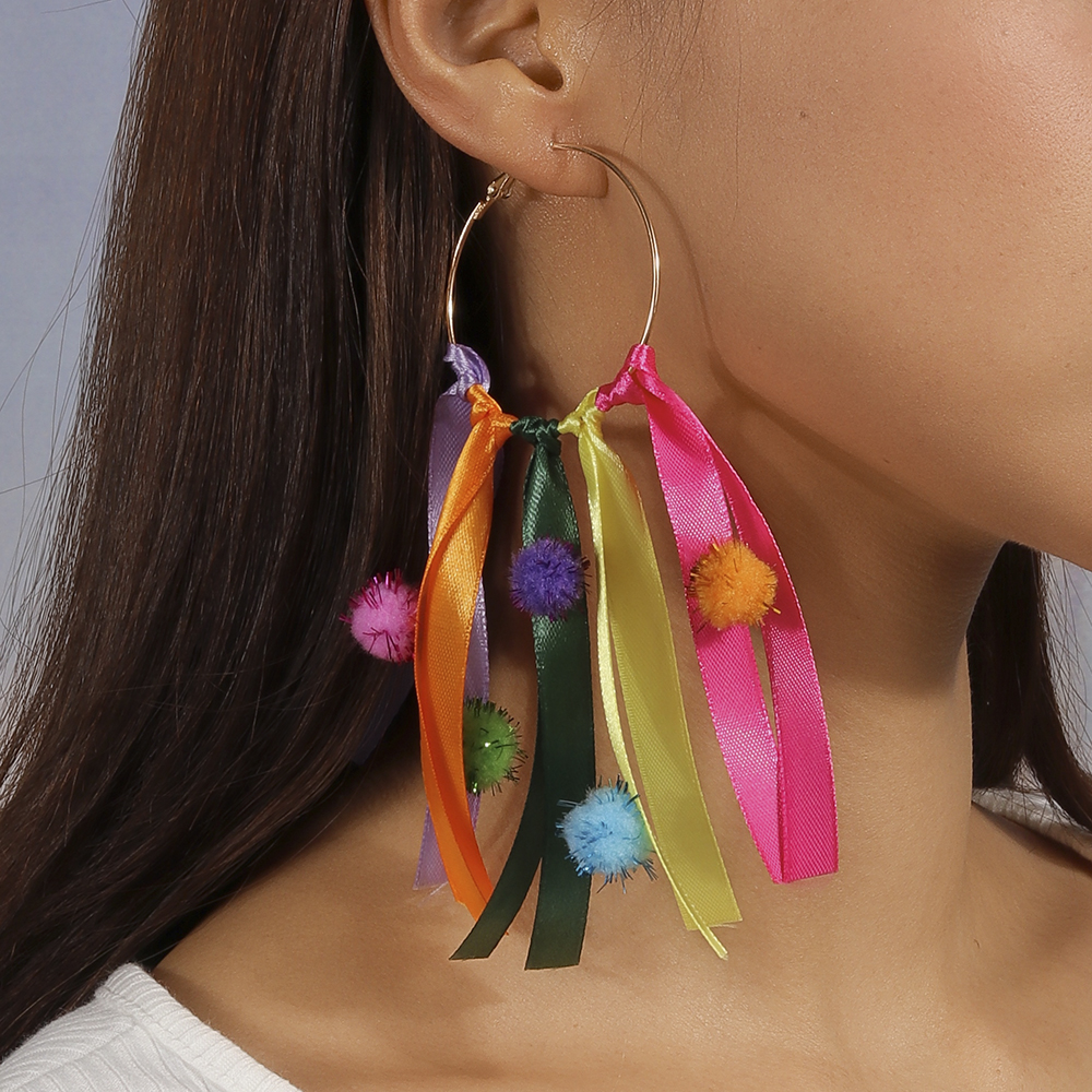 1 Pair Glam Sweet Tassel Alloy Colored Ribbons Drop Earrings display picture 2