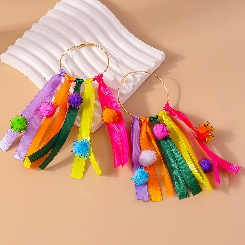1 Pair Glam Sweet Tassel Alloy Colored Ribbons Drop Earrings display picture 5