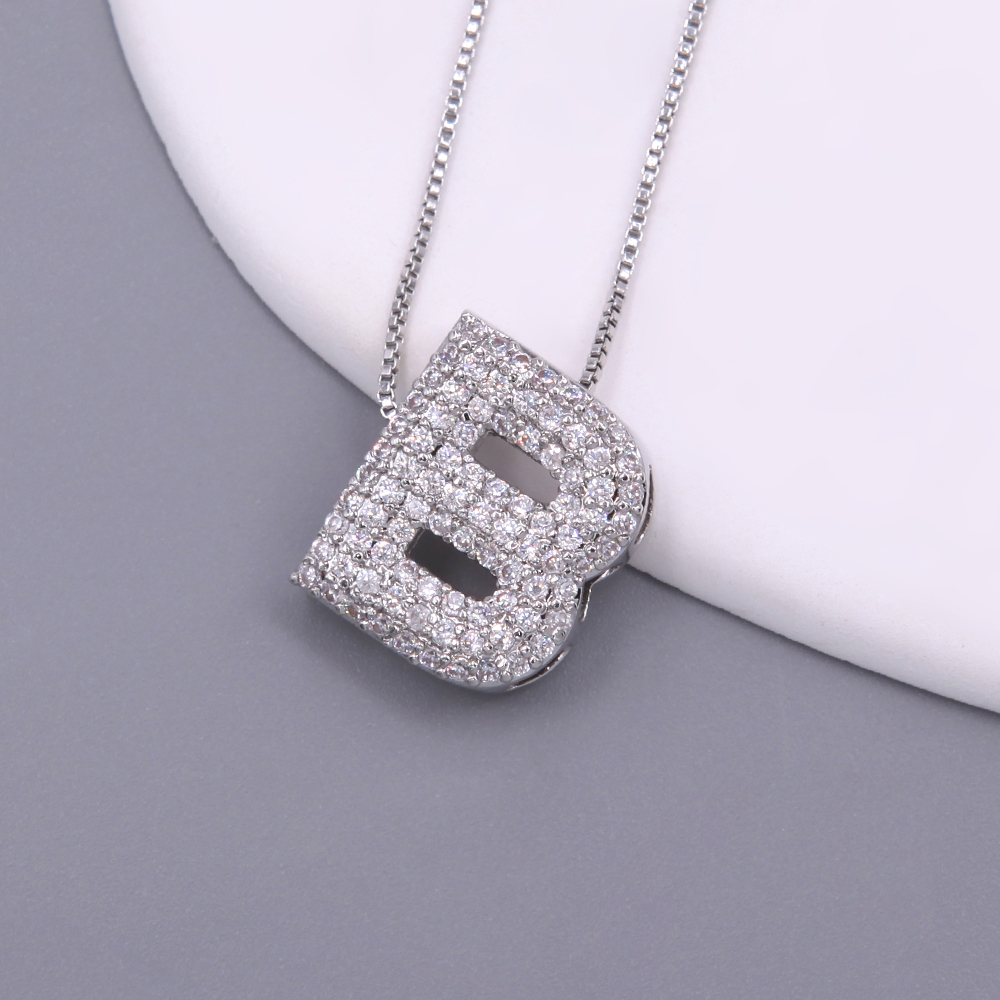 Simple Style Letter Copper Plating Inlay Zircon White Gold Plated Pendant Necklace display picture 6