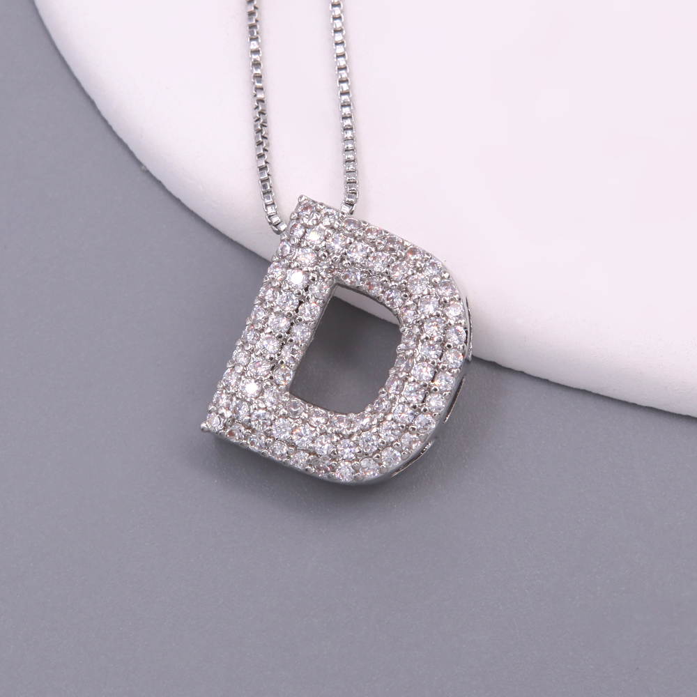 Simple Style Letter Copper Plating Inlay Zircon White Gold Plated Pendant Necklace display picture 9