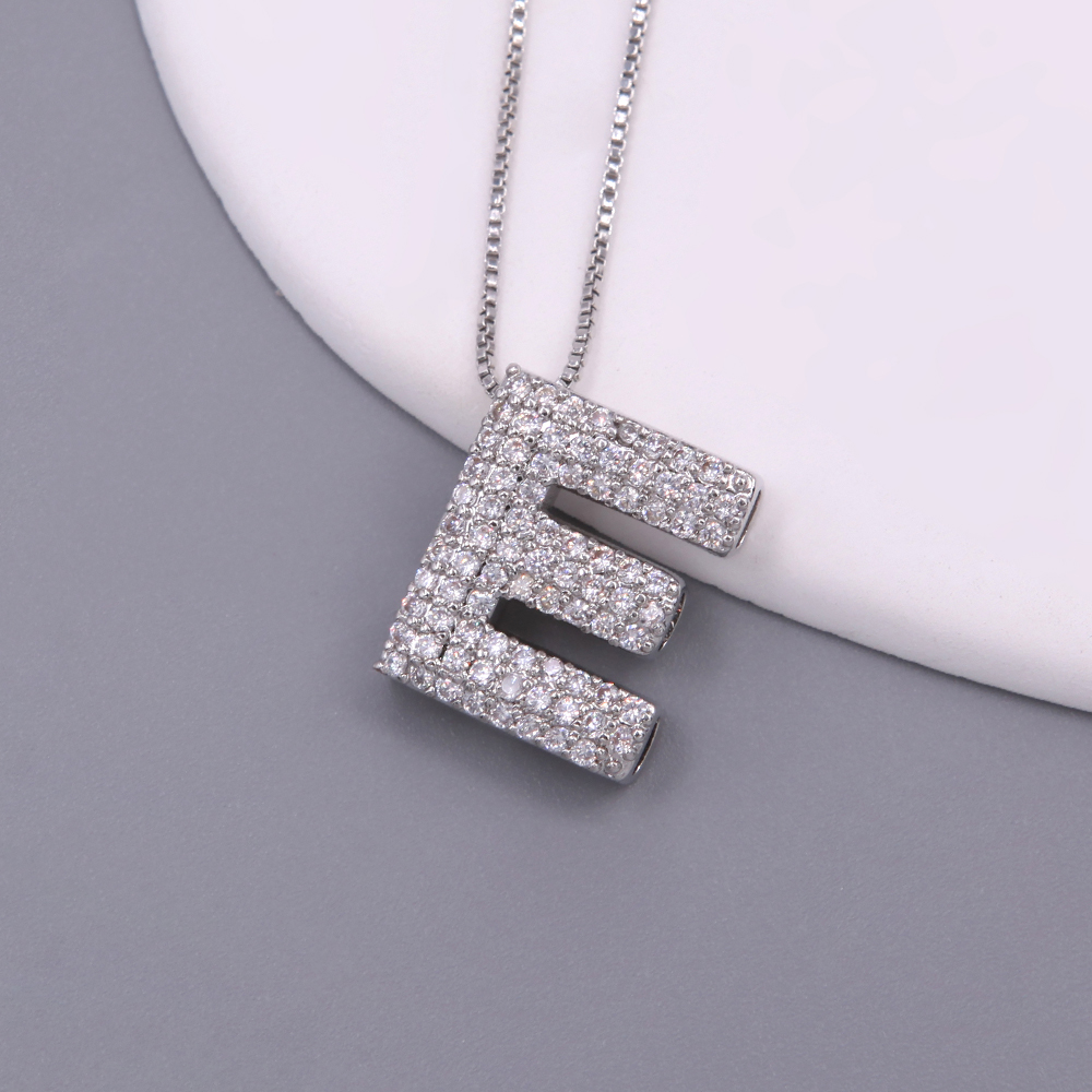 Simple Style Letter Copper Plating Inlay Zircon White Gold Plated Pendant Necklace display picture 8