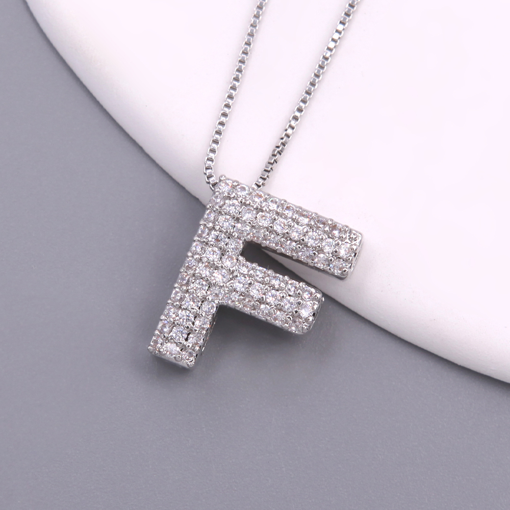 Simple Style Letter Copper Plating Inlay Zircon White Gold Plated Pendant Necklace display picture 2