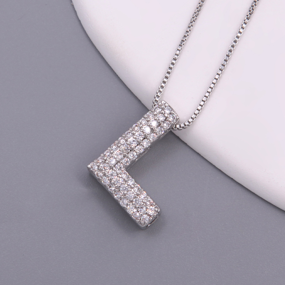 Simple Style Letter Copper Plating Inlay Zircon White Gold Plated Pendant Necklace display picture 12