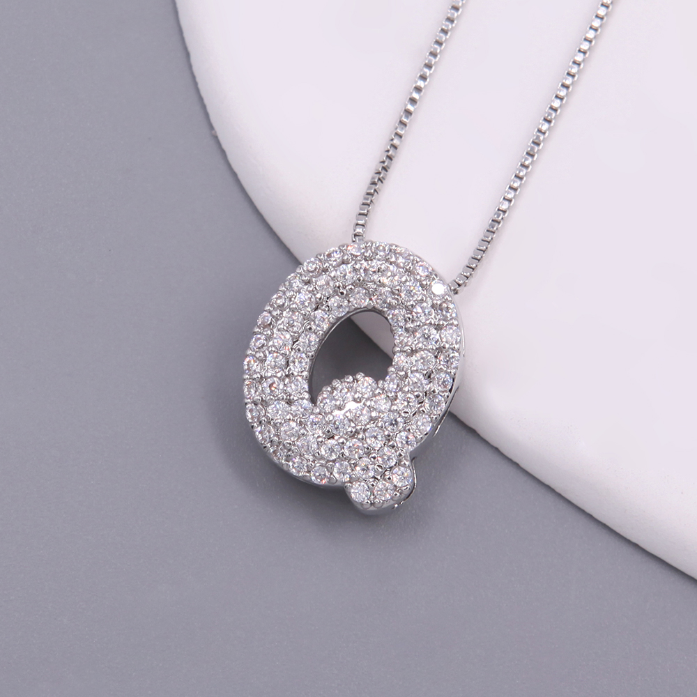 Simple Style Letter Copper Plating Inlay Zircon White Gold Plated Pendant Necklace display picture 26