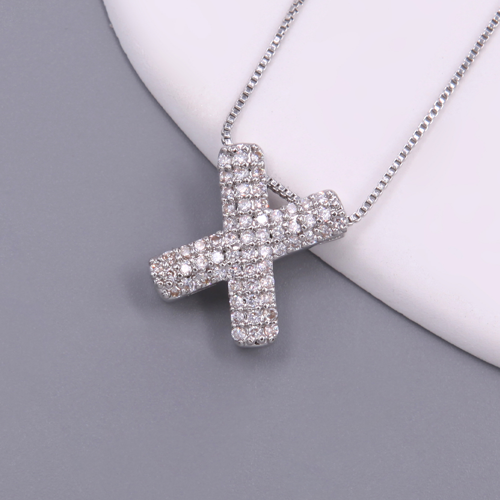 Simple Style Letter Copper Plating Inlay Zircon White Gold Plated Pendant Necklace display picture 17