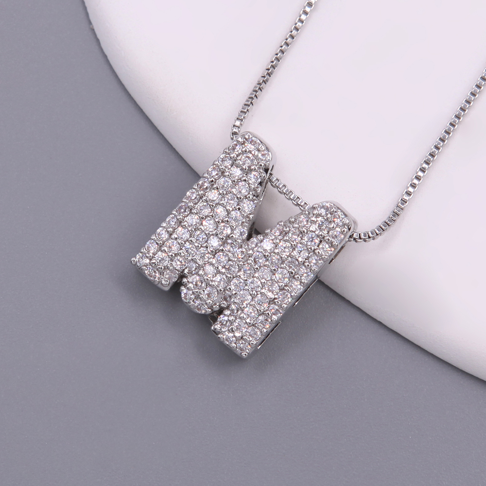 Simple Style Letter Copper Plating Inlay Zircon White Gold Plated Pendant Necklace display picture 23