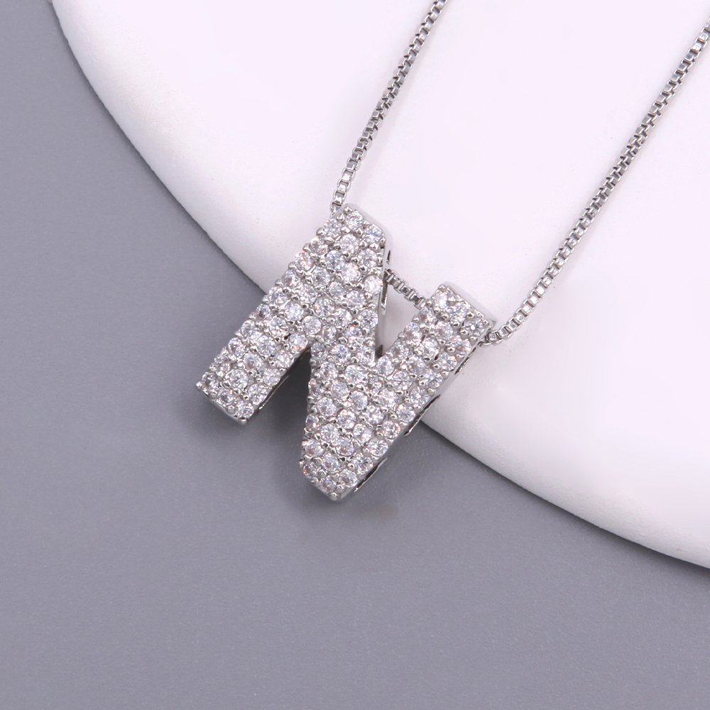 Simple Style Letter Copper Plating Inlay Zircon White Gold Plated Pendant Necklace display picture 19