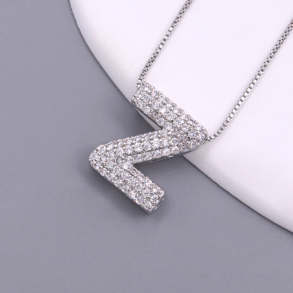 Simple Style Letter Copper Plating Inlay Zircon White Gold Plated Pendant Necklace display picture 28