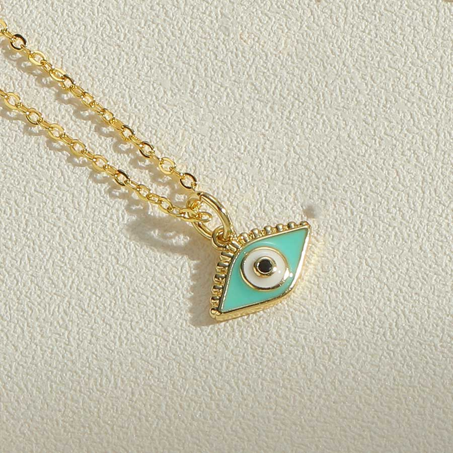 Simple Style Devil's Eye Tree Copper Enamel Plating Inlay Zircon 14k Gold Plated Pendant Necklace display picture 6