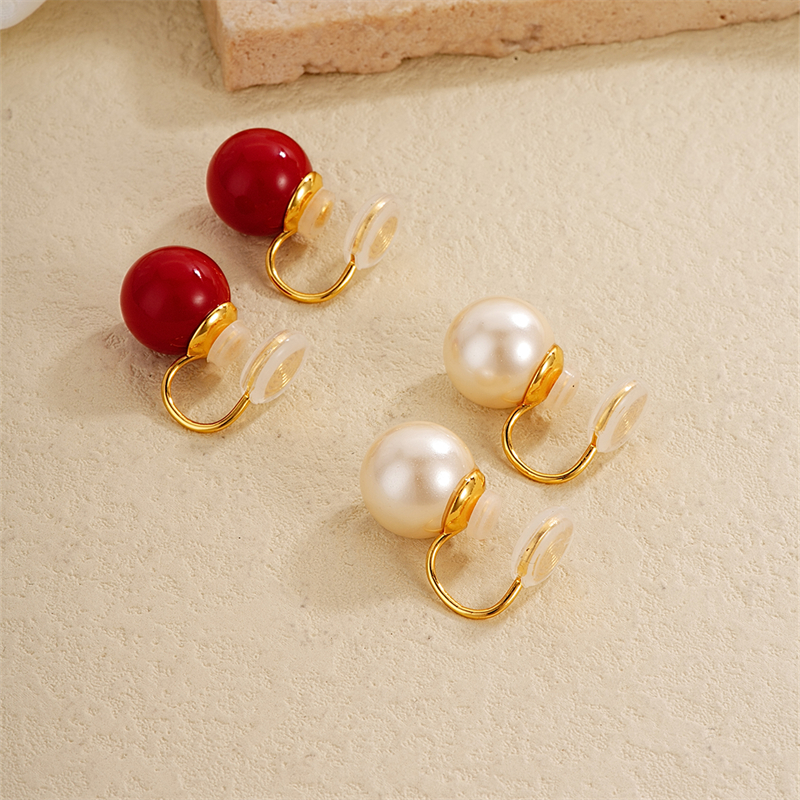 1 Pair Ig Style Elegant Simple Style Geometric Epoxy Plating Inlay Copper Pearl Ear Cuffs display picture 1