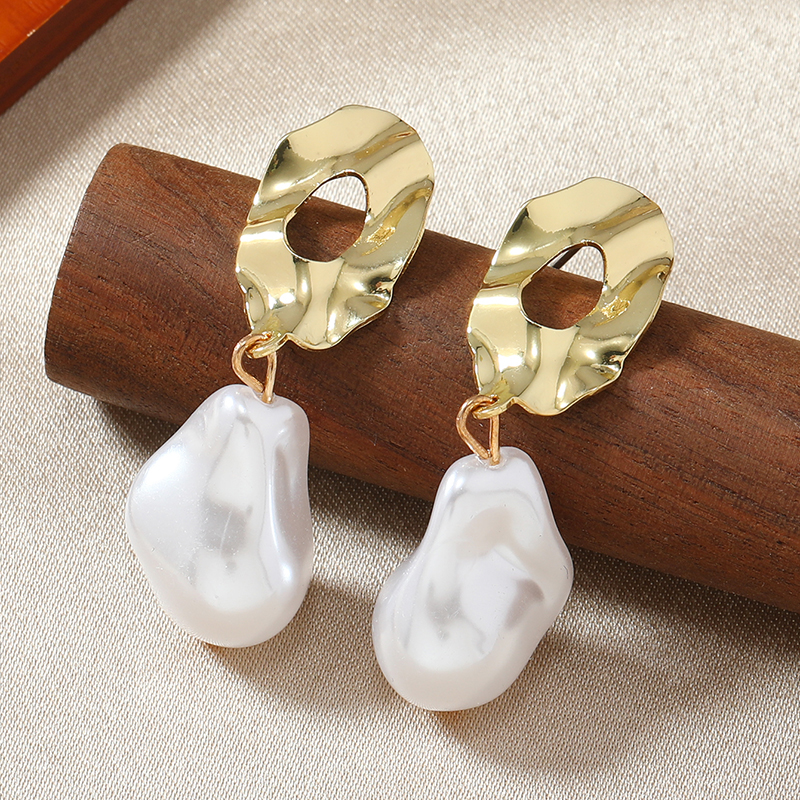 1 Pair Luxurious Wedding Bridal Water Droplets Plating Inlay Alloy Artificial Pearls Gold Plated Drop Earrings display picture 12