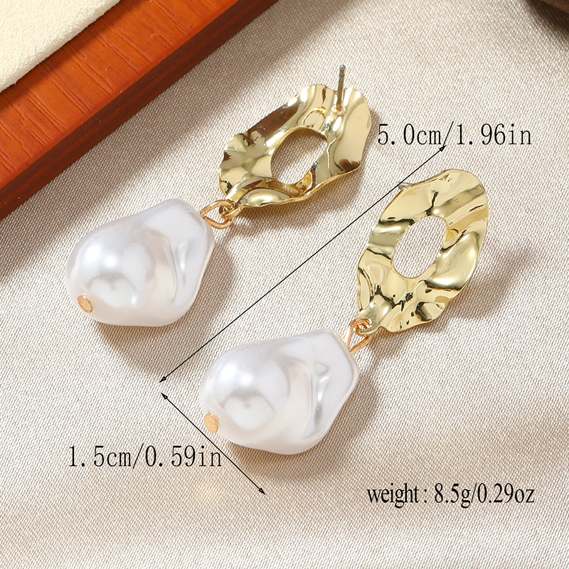 1 Paire Luxueux Mariage De Mariée Les Gouttelettes D'eau Placage Incruster Alliage Perles Artificielles Plaqué Or Boucles D'oreilles display picture 13