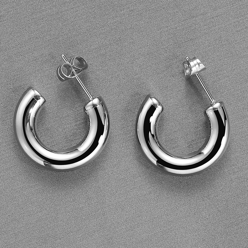 1 Paire Style Simple Style Classique Couleur Unie Polissage Acier Inoxydable Boucles D'oreilles display picture 9