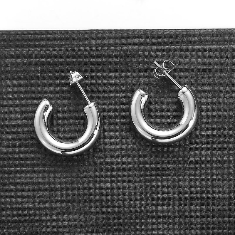 1 Paire Style Simple Style Classique Couleur Unie Polissage Acier Inoxydable Boucles D'oreilles display picture 12