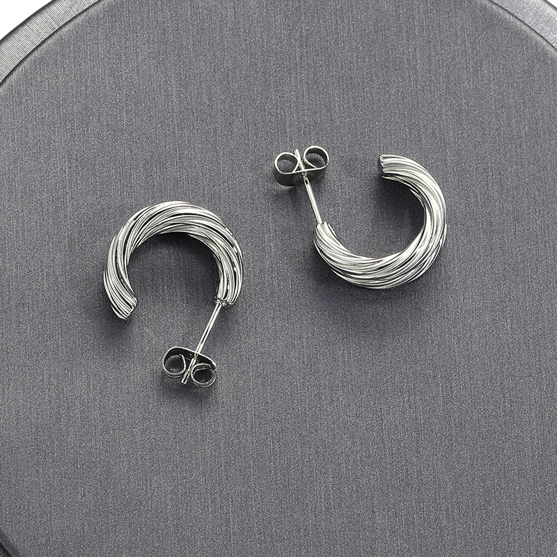 1 Pair Simple Style Classic Style Solid Color Polishing Stainless Steel Ear Studs display picture 13
