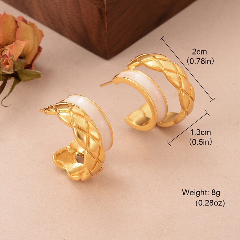 1 Paire Style Ig Géométrique Émail Le Cuivre Plaqué Or 18k Boucles D'oreilles display picture 6