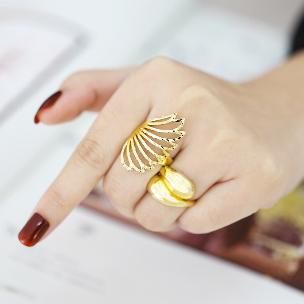 Simple Style Wings Copper Plating 18k Gold Plated Rings display picture 6