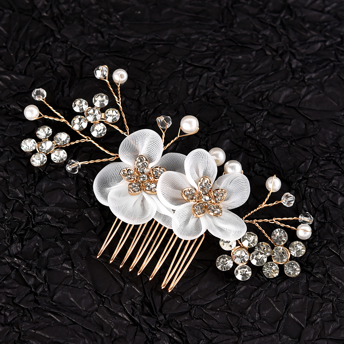 Women's Simple Style Classic Style Solid Color Alloy Inlay Rhinestones Pearl Hair Combs display picture 3