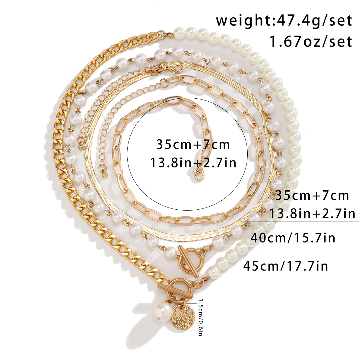 Retro French Style Sweet Irregular Round Imitation Pearl Alloy Copper Toggle Layered Tassel Women's Necklace display picture 1