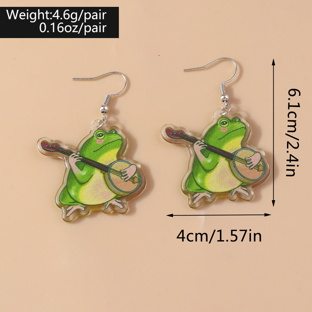1 Pair Cute Frog Alloy Plastic Drop Earrings display picture 1
