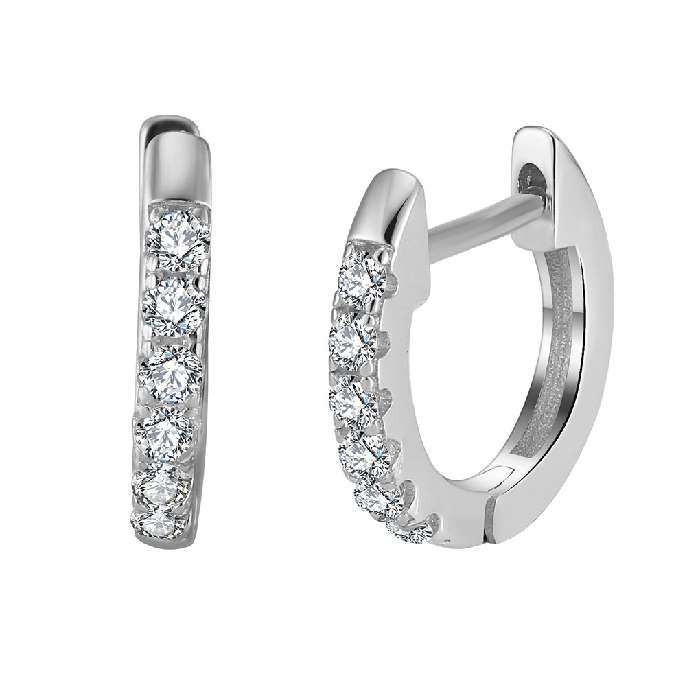 1 Paire Élégant Luxueux Style Classique Forme En U Placage Incruster Argent Sterling Zircon Plaqué Argent Des Boucles D'oreilles display picture 5