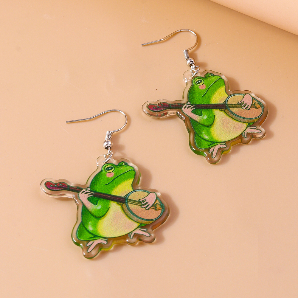 1 Pair Cute Frog Alloy Plastic Drop Earrings display picture 12