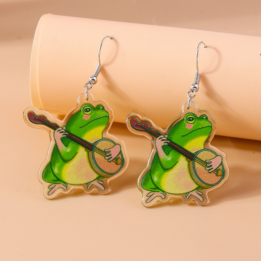 1 Pair Cute Frog Alloy Plastic Drop Earrings display picture 13