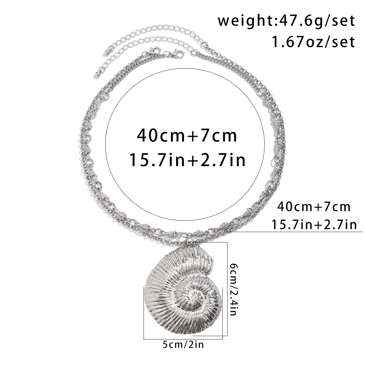 Wholesale Jewelry Hip-Hop Exaggerated Cool Style Conch Spiral Alloy Iron Alloy Tassel Chain Irregular Three-dimensional Chain Necklace display picture 1