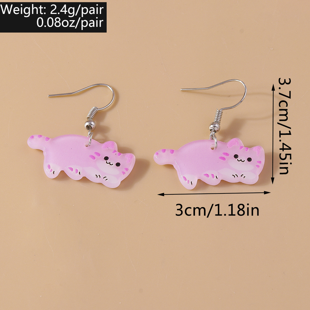1 Pair Cute Cat Alloy Plastic Drop Earrings display picture 1