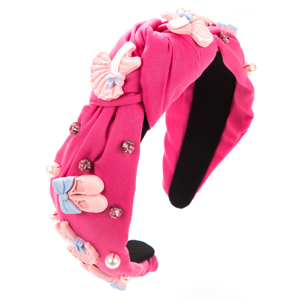 Women's Cute Sweet Bow Knot Shoe Cloth Inlay Resin Rhinestones Hair Band display picture 6