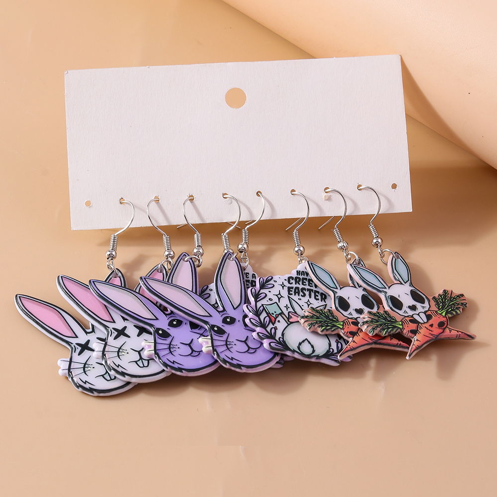 1 Pair Funny Rabbit Spider Web Alloy Plastic Drop Earrings display picture 3